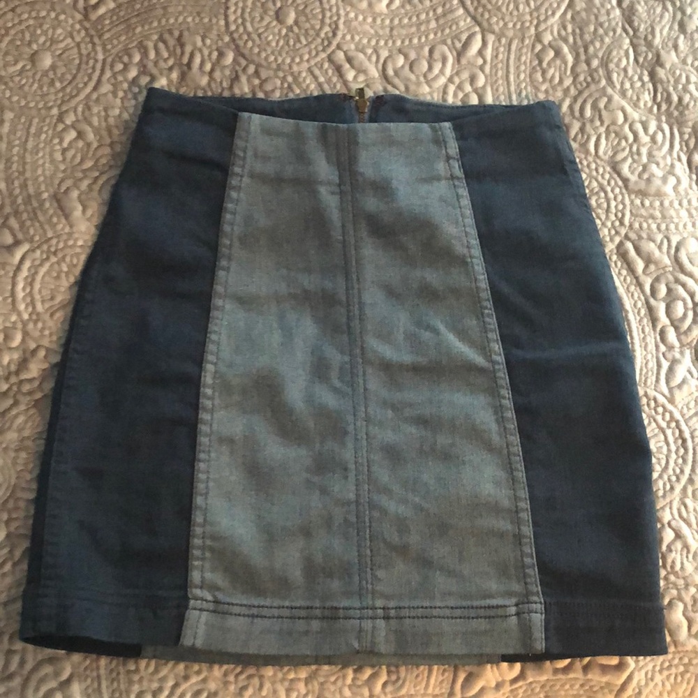 Free People 2 Tone Denim Pencil Skirt